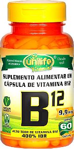 Vitamina B12 Cianocobalamina Unilife 60 Cápsulas - Vegano