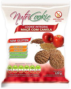 Cookie Integral Maçã com Canela Sem Glúten Nutripleno 120g - Vegano