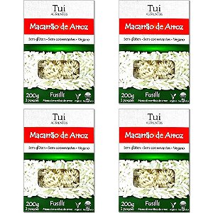 Kit 4 Macarrão Fusilli de Arroz Sem Glúten Tui Alimentos 200g