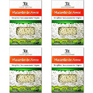 Kit 4 Macarrão Ave-Maria de Arroz Sem Glúten Tui Alimentos 200g