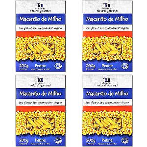 Kit 4 Macarrão Penne de Milho Sem Glúten Tui Alimentos 200g