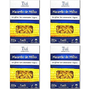 Kit 4 Macarrão Fusilli de Milho S/ Glúten Tui Alimentos 200g