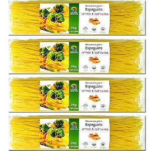 Kit 4 Macarrão Espaguete Arroz e Cúrcuma Tui Alimentos 200g