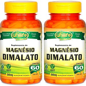 Kit 2 Magnésio Dimalato Unilife 60 cápsulas - Vegano