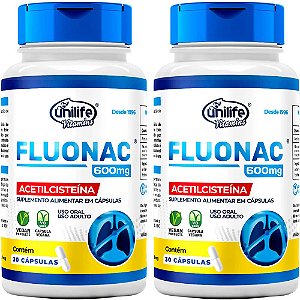 Kit 2 Fluonac Acetilcisteína Unilife 30 Cápsulas Vegano