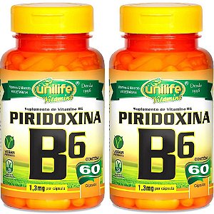 Kit 2 Vitamina B6 Piridoxina Unilife 60 cápsulas - Vegano