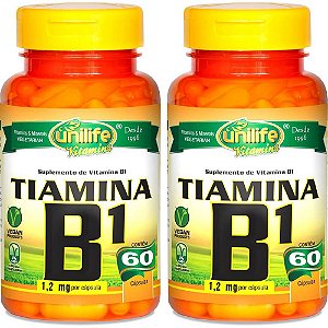 Kit 2 Vitamina B1 Tiamina Unilife 60 cápsulas - Vegano