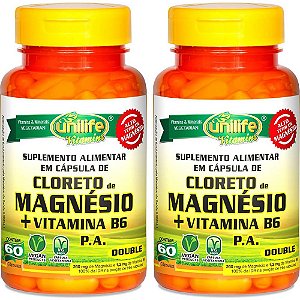 Kit 2 Cloreto de Magnésio P.a. + Vitamina B6 Unilife 60 cáps