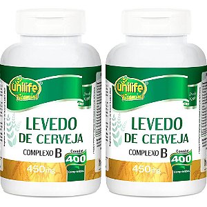 Kit 2 Levedo de Cerveja Unilife 400 comprimidos - Vegano