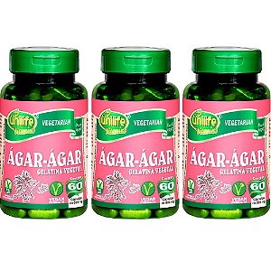 Kit 3 Ágar-Ágar Unilife 60 Cápsulas - Vegano