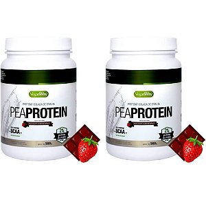 Kit 2 Pea Protein Cacau C/ Morango VeganWay 900g - Vegano