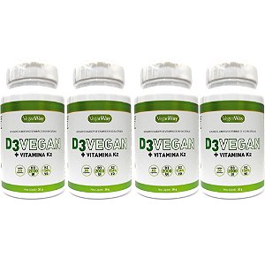 Kit 4 Vitamina D3 Vegan 2000UI + Vit. K2 VeganWay 60 cáps.