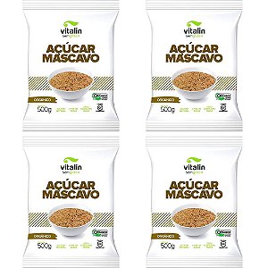 Kit 4 Açúcar Mascavo Orgânico Vitalin 500g - Vegano