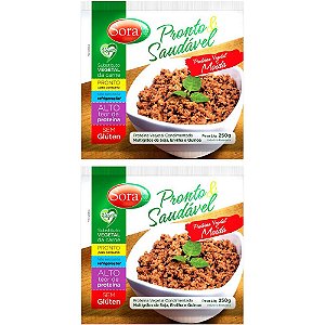 Kit 2 Carne Moída Vegana Pronta Proteína Vegetal Sora 250g