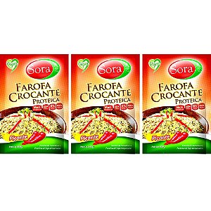 Kit 3 Farofa Crocante Proteica Picante Sora 300g - Vegano