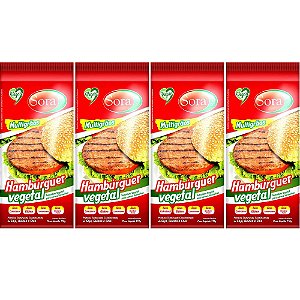 Kit 4 Hambúrguer Vegetal Carne Vermelha Sora 110g - Vegano