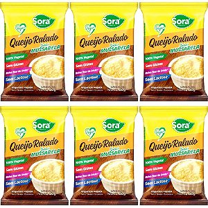 Kit 6 Queijo Mussarela Ralado Vegetal Sora 50g - Vegano