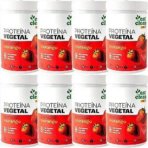 Kit 8 Proteína Vegetal Morango Eat Clean 600g - Proteína Vegana