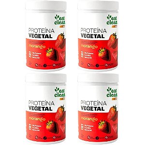 Kit 4 Proteína Vegetal Morango Eat Clean 600g - Proteína Vegana