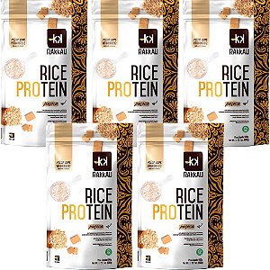 Kit 5 Rice Protein Paçoca Rakkau 600g Vegano Proteína Arroz