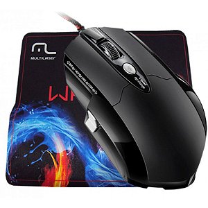 Mouse Multilaser Warrior Gamer Pro Laser USB 8 Botões 3.200 DPI + Mousepad MO191
