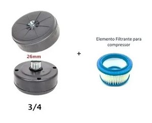 Filtro Ar 3/4 Schulz Csl20Br Csl30Br Csl40Br Msv30Max Msv40Max Msv10Nap Msv15Nap Plástico
