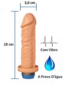 Pênis realístico Soft 19 - Com vibrador e à prova d'água - 18 x 3,6cm