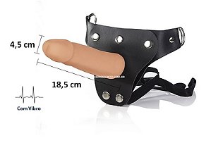 Strap On com Vibrador - Cinta com Pênis Realístico em Cyber Skin - 18,5 x 4,5cm