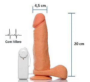 Pênis realístico King - Com vibrador, escroto e ventosa - 20 x 4,5 cm