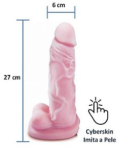 Pênis realístico em cyberskin com escroto - 27 x 6 cm