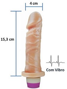Pênis realístico Pura Luxúria 24 - Com vibrador - 15,3 x 4 cm