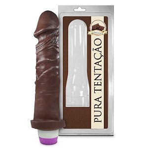 Pênis Realístico - Pura Tentação - Vibrador - Chocolate - 18 X 4,4 cm