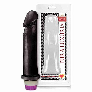 Pênis Realístico - Luxúria 120 - Vibrador - Preto - 20 cm