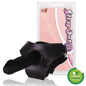 Strap On - Cinta com Pênis Realístico - Slim - Preto - 16 x 4,5 cm