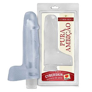 Pênis realístico Vibrador Escroto Cyberskin Transparente 18 x 5 cm