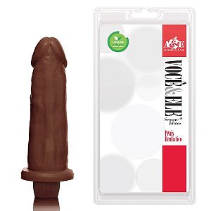 Pênis Realístico - Vibrador - PVC - Marrom - 17 x 5 cm