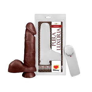 Pênis Realístico Vibrador Escroto e Ventosa PVC Marrom 16x3,2 cm