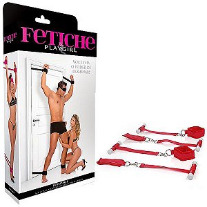 Kit Bondage - Para Prender na Porta - 4 Amarras - Vermelho