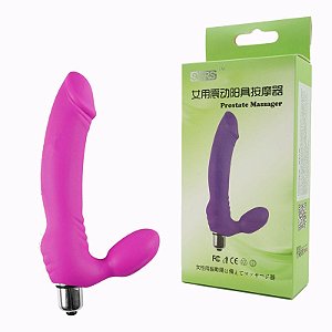 Strap On Plug Vaginal 10 Velocidades Silicone Aveludado Rosa