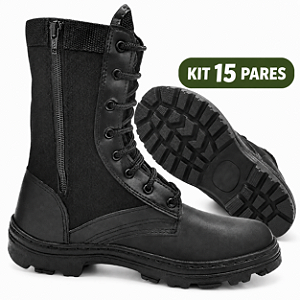 Kit 15 Pares de Coturno Militar com Zíper Lateral Botaparandá