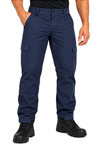 Calça Tática Rip Stop Azul Marinho Masculina Cargo 6 Bolsos