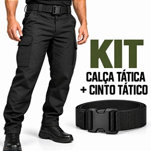 Kit Calça Tática Ripstop Masculina Cargo 6 Bolsos + Cinto Tático Operacional