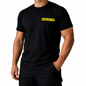 Camiseta para Segurança Preta 100% Algodão Manga Curta Botaparandá
