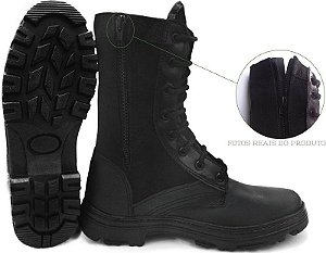 Coturno Bota Militar Tática Com Zíper Couro Extra Leve - 6x Sem Juros