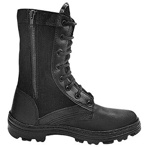 Coturno Tático Militar Couro com Zíper Lateral Extra Leve