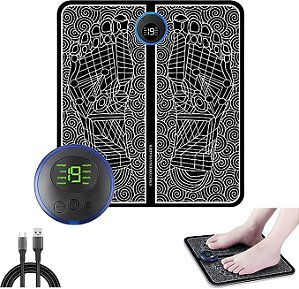 Massageador Tapete Elétrico Para Pés E Pernas EMS Alívio Instantâneo Dores Nos Pés Relaxamento Profundo Estimulador Muscular Portátil Recarregável Por USB Pulsos Massagem E Circulação Dos Pés