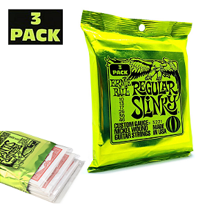 Kit 3 Encordoamento Ernie Ball 010 guitarra P03221 regular