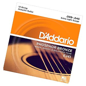 Encordoamento Violão 12 cordas 09 Daddario Bronze Ej41 009