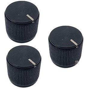 3 Knob aluminio guitarra baixo preto 18mm NOVA