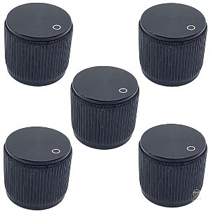 5 Knob aluminio guitarra baixo preto 18mm marcacao bolinha